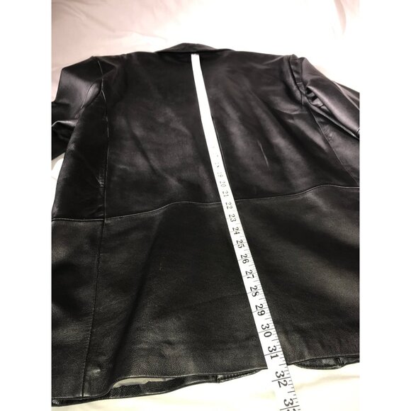 Michael Michelle Men Black Leather 3 Button 4 Pocket Blazer - Picture 7 of 10